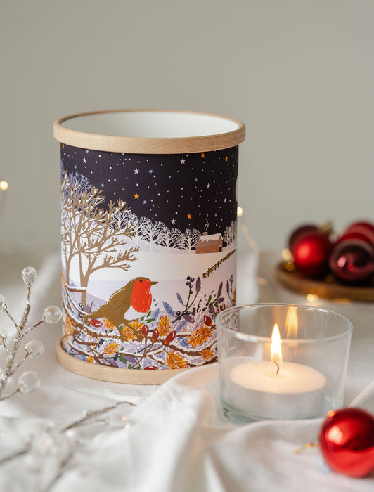 Robins in the Snow Lantern