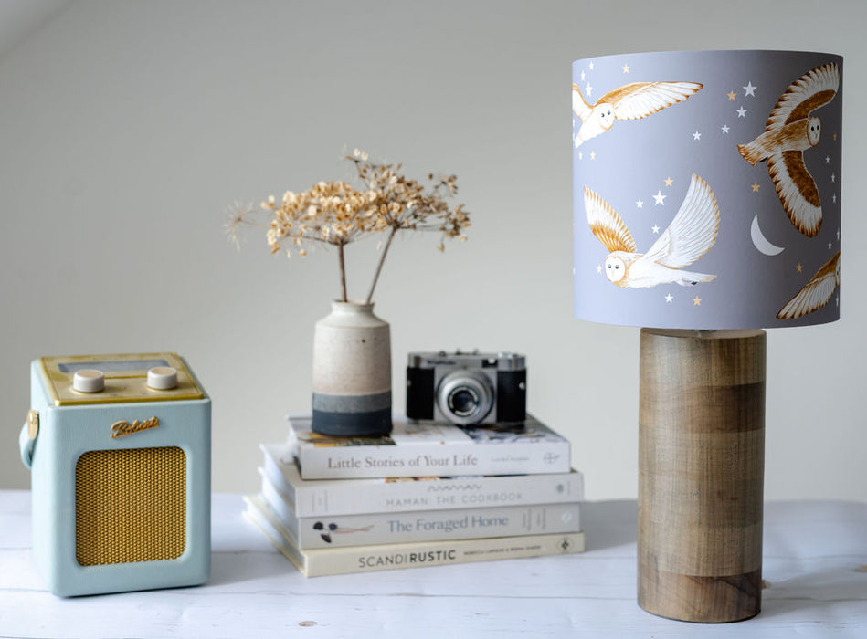 Owls in a Grey Morning Drum Lampshade
