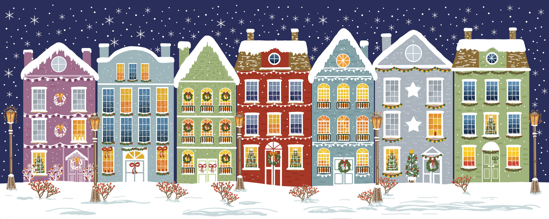 Christmas Townhouses Tea Light Lantern