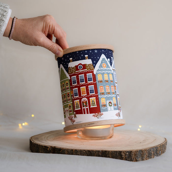 Festive Townhouses Christmas Tea Light Lantern